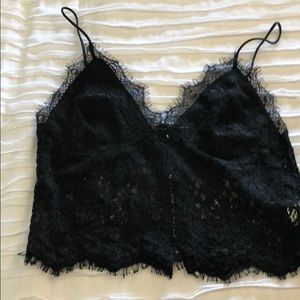 Black lace crop top